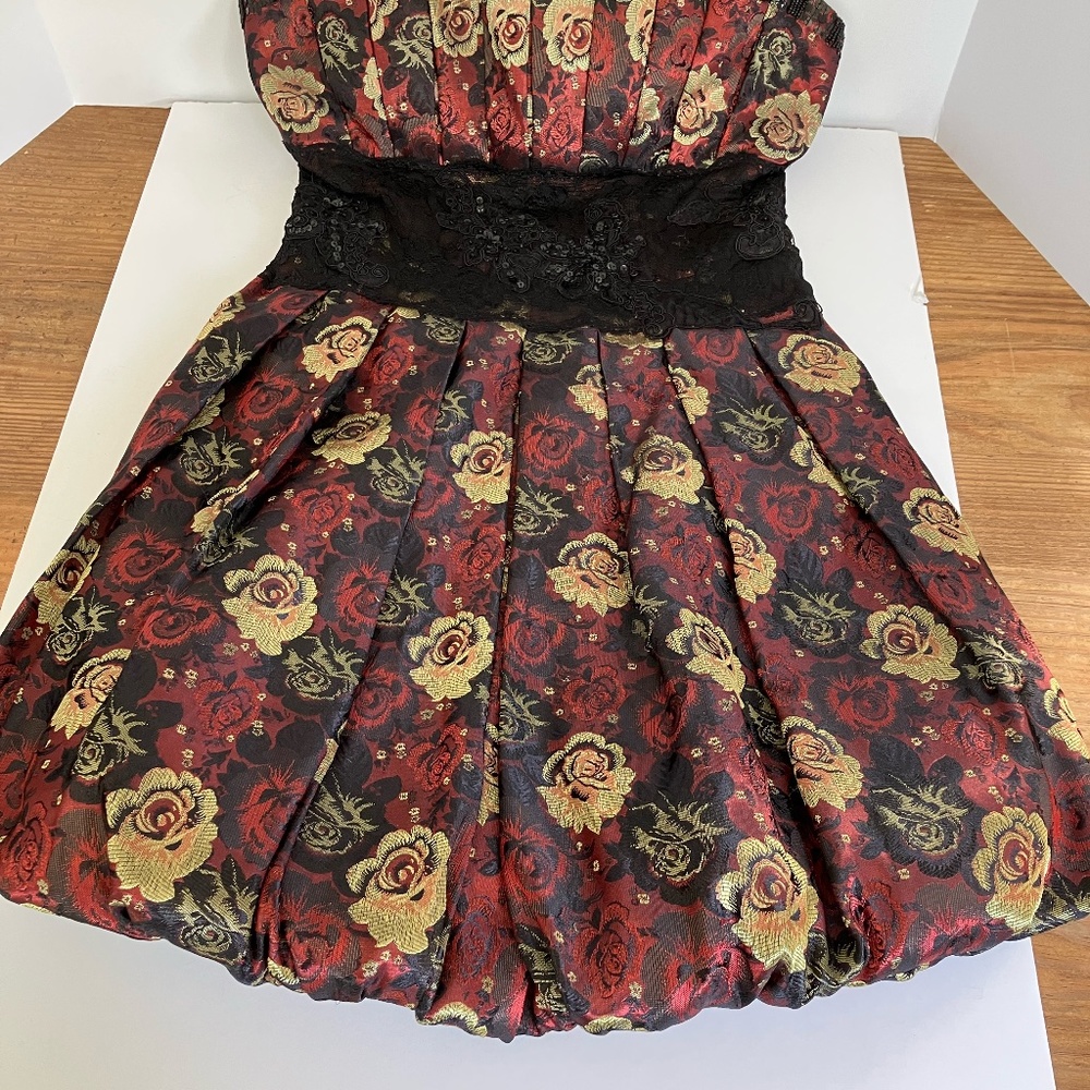 Bebe Formal Dress, size S, Mini, Floral, Strapless, Metallic